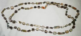 GORGEOUS MOTHER OF PEARL &amp; PEARL ONYX STRING NECKLACE 52&quot; - £23.47 GBP