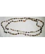 GORGEOUS MOTHER OF PEARL &amp; PEARL ONYX STRING NECKLACE 52&quot; - £23.50 GBP