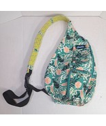 Kavu Rope Sling Bag Teal Hawaiian Print Multiple Zipper Pockets Hoho Hippie - £18.15 GBP