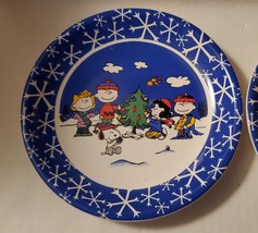 Peanuts Snoopy winter scene holiday tree ceramic plate 7 3/4&quot; dia Never ... - £14.67 GBP