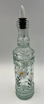 Vintage Hand Painted Glass Oil Vinegar Cruet MCM Spain Spanish Signed Floral - £14.77 GBP