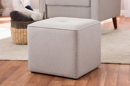 Timila Light Gray Fabric Upholstered Ottoman - $765.31 MXN
