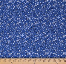 Cotton Paisley Bandana Flowers Designs Cowboy Fabric Print by the Yard D690.78 - £10.32 GBP