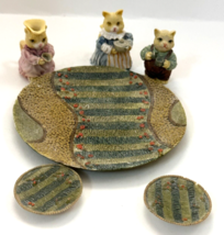 Miniature Tea Set 6pc , Figural, Country Garden Cat Decor - £7.98 GBP