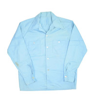 Vintage 80s Western Shirt Mens M Blue Long Sleeve Button Up Rockabilly - £16.22 GBP