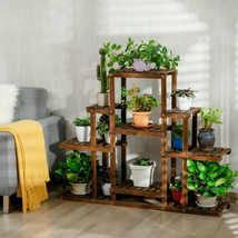 Plant Stand Display Rack 6-Tier Wooden Tower Shelves Flower Wood Storage... - $84.21