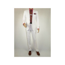 Men's Summer Linen Suit Apollo King Half Lined 2 Button Modern Fit SLN8 White image 2
