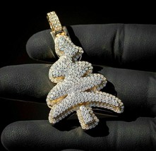 3.30Ct Round Simulated Diamond Christmas Tree Pendant 14k Yellow Gold Plated - £110.78 GBP