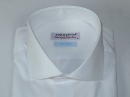 Men 100% Italian Cotton Shirt No Iron SORRENTO Slim Fit Spread Collar 2740 White image 2