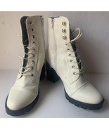 Charlotte Russo White Lace up &amp; Side Zipper Combat Boots Size 9 - £19.41 GBP