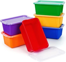 Gamenote Small Storage Bins With Lids - 5 Qt 6 Pack Stackable Plastic Cubby - £32.74 GBP