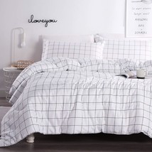White Grid Comforter Set Twin Size (66X90 Inch), 2 Pieces(1 Grid Comforter And 1 - £60.56 GBP