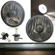 5-3/4&quot; Smoked Crystal Headlight Black Glass Fog Light 20/40w H4 LED Bulb... - £78.59 GBP