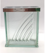 Light Green Glass Toothbrush Holder w/ Stainless Steel Top - $24.75 CAD