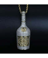 Iced Out Champagne Bottle Emoji Necklace Hip Hop CZ Jewelry Gold Pendant - £23.46 GBP