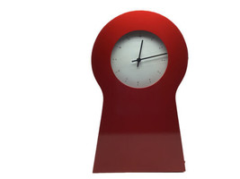 IKEA Clock Keyhole Shape Red Metal PS 18” Shelf Mantle Storage Cabinet Vtg 1999 - £46.54 GBP