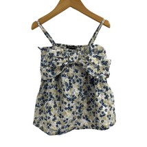 Something Navy Blue Floral Bow Front Kids Top Size 5 New - $17.35