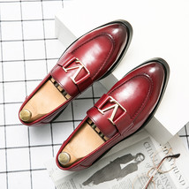 Spring Autumn Mens Shoes Casual Pu Leather Slip-on Fashion Handmade Loafers Shoe - £61.57 GBP