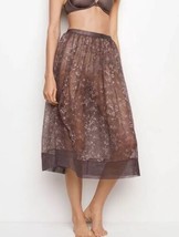 VS Very Sexy Sheer Floral Lace Midi Skirt Half Slip Cocoa Gray Pewter Size S NEW - £15.25 GBP