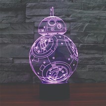 3D bb-8  Logo Multi Color Changing LED Acrylic Lamp Battery Or Plug Operate - £22.13 GBP