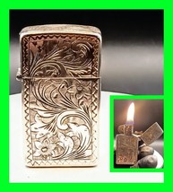Stunning Vintage 800 Silver Petrol Lighter With Zippo Insert - In Workin... - $149.99