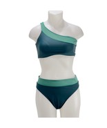 SUMMERSALT Women&#39;s 2 Piece Bikini Teal One Split Shoulder Size 4 Top 8 B... - £31.85 GBP