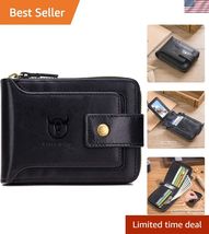 Genuine Leather Wallet for Men Large Capacity ID Window Card Case with Z... - $68.09