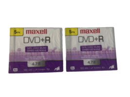 Maxell 044862-00 DVD+R Data &amp; Video 5pk (Two Packs of 5) Blank with Jewe... - £11.47 GBP