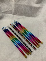 9 No. 2 Pencils Colorful Designed Wood Pencils Rainbow Love and Puppy Paw Design - £2.95 GBP