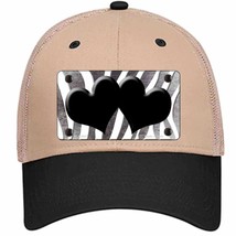 Black White Zebra Hearts Oil Rubbed Novelty Khaki Mesh License Plate Hat - £23.53 GBP