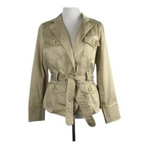 St. Johns Bay Womens Jacket Khaki Long Sleeve Medium Stretch Button Up P... - £16.68 GBP