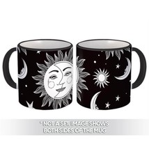 Half Moon Sun : Gift Mug Black White Pattern Stars Saturn Jupiter Ceiling Decor  - £12.70 GBP