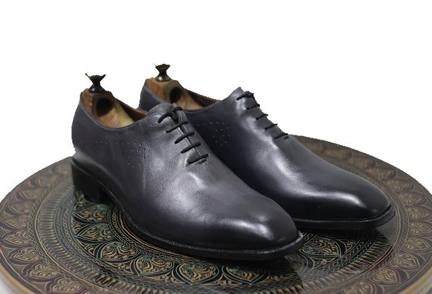 New Handmade Men's Black Grey Leather Lace Up Stylish Dress & Formal Wear Shoes