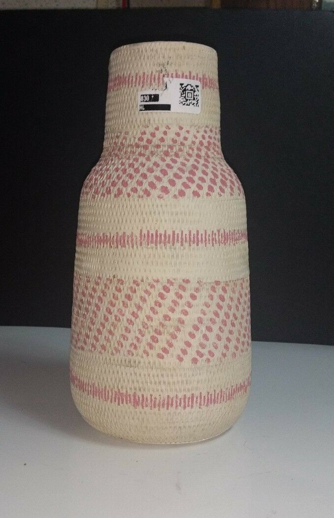 Threshold 12" Earthenware Pink & Cream Textured Weave Design Gourd Vase - $12.86