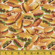 Cotton Fast Food Burgers Cheeseburgers Hamburgers Fabric Print by Yard D571.94 - £9.74 GBP