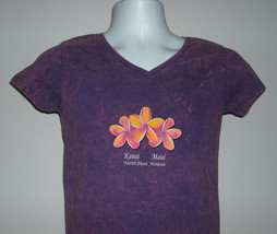 Kauai Maui North Shore Hawaii Lava Blues V Neck T Shirt Womens Small Purple - £19.40 GBP