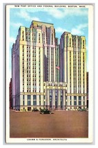 Post Office And Federal Building Boston Massachusetts MA Linen Postcard N26 - £1.54 GBP