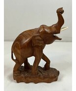 Vintage Large Hand Carved Wooden Elephant Statue 9.5 Inches Tall - $46.71