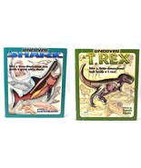 2 X UNCOVER A Shark and T.Rex - Hard Back Interactive Books - £23.60 GBP