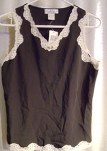 NWT Morgan Taylor Black Ivory Trim Lace &amp; Bow Camisole Small - £7.98 GBP