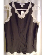 NWT Morgan Taylor Black Ivory Trim Lace &amp; Bow Camisole Small - £7.87 GBP