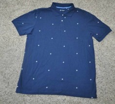 Mens Polo Shirt Chaps Short Sleeve Blue Diamond Vented 2 Button Placket-sz M - £11.87 GBP
