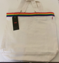 Levi&#39;s® beige Canvas Tote bag New With tags with Levi® tag and Rainbow trim - $28.66