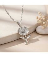 Handmade Poppy Flower Pendant Necklace | 14K Gold Plated 925 Sterling Si... - $43.00