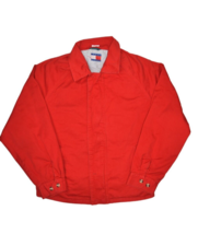 Vintage Tommy Hilfiger Jacket Mens M Red Bomber Full Zip Collared Lined 90s - $37.59