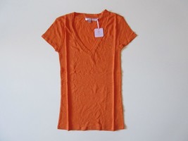 NWT Calypso St. Barth Isabel Papaya Orange Linen V-neck Tee T-Shirt Top XXS $75 - £9.34 GBP
