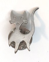 Vintage Sterling Silver Stylized Cat Tac Lapel Pin  Tested - £12.53 GBP
