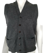 Campus Grandpa Sweater Mens L Gray Heather Wool Blend Cardigan Vest Vint... - $18.22