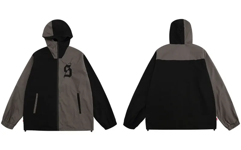   Windbreaker Hooded Jacket Y2K Hip Hop Color Block work Waterproof Coat... - £353.28 GBP