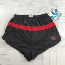 Vintage Adidas Running Shorts Mens S 28-30 Black Knit Thick Red Stripe Elastic - £95.51 GBP